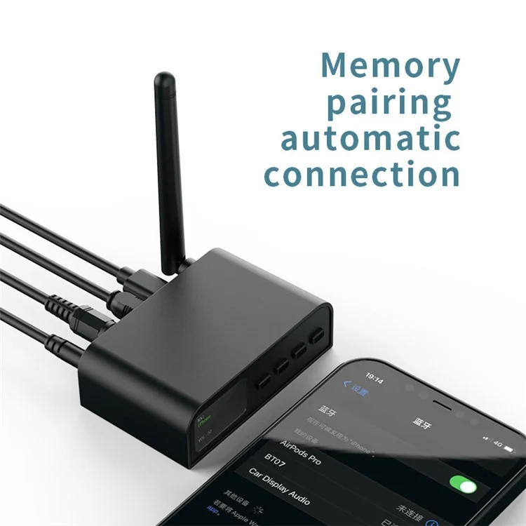 Adaptador Bluetooth 5.1 Inteligente BT07 Receptor Transmissor de Áudio Amplificador com Botão e Tela de Exibição