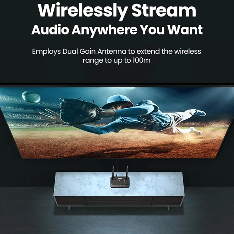 UGREEN 100m Long Range Bluetooth-compatible 5.0 Transmitter Receiver AptX LL AptX HD Audio Adapter Wireless Audio Dongle for TV Home Stereo