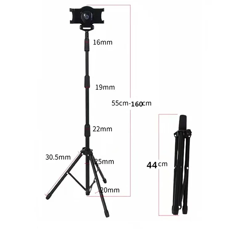 Hauteur Extensible Trépied Trépied Titulaire Du Support Selfie Stick Trépied Caméra Trépied Compatible Avec 7 '' - 10.5 '' Téléphones Et Tablettes