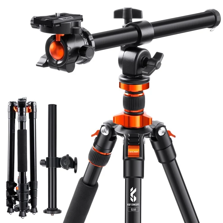 K&F CONCEPT KF09.087V4 Camera Tripod Horizontal Arm Aluminum Alloy Tripod Stand Portable Monopod with 360 Degree Panoramic Ball Head for DSLR Cameras