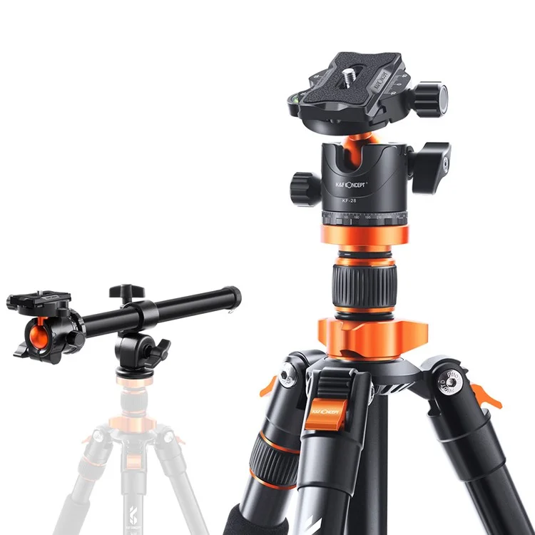 K&F CONCEPT KF09.087V4 Camera Tripod Horizontal Arm Aluminum Alloy Tripod Stand Portable Monopod with 360 Degree Panoramic Ball Head for DSLR Cameras