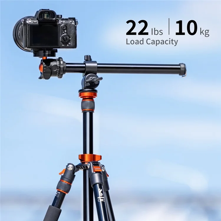 K&F CONCEPT KF09.087V4 Camera Tripod Horizontal Arm Aluminum Alloy Tripod Stand Portable Monopod with 360 Degree Panoramic Ball Head for DSLR Cameras