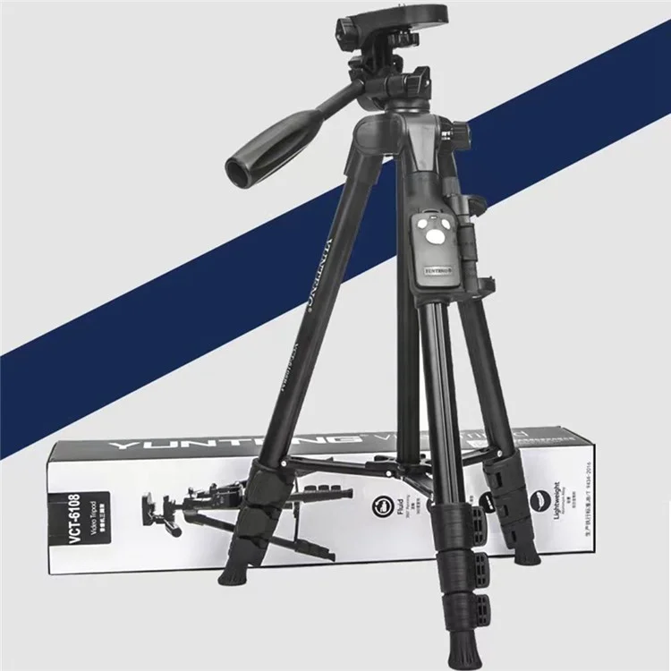 YUNTENG VCT-6108 Портативный Штатив для Сотового Телефона Дорожный Штатив для Камеры со Съемным Мешком и Bluetooth-Пультом Дистанционного Управления для Селфи / Прямых Трансляций / Влогов / Видеозаписи