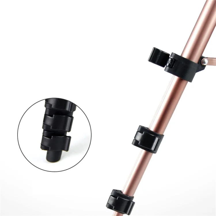 110cm de Alumínio Portátil de Alumínio DSLR Phone Phone Titular Live Streaming Photography Tripé Com Clipe de Telefone - Gold de Champanhe