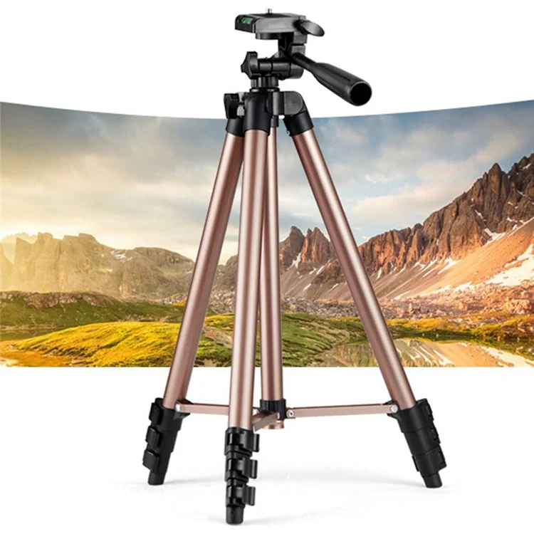 110cm de Alumínio Portátil de Alumínio DSLR Phone Phone Titular Live Streaming Photography Tripé Com Clipe de Telefone - Gold de Champanhe