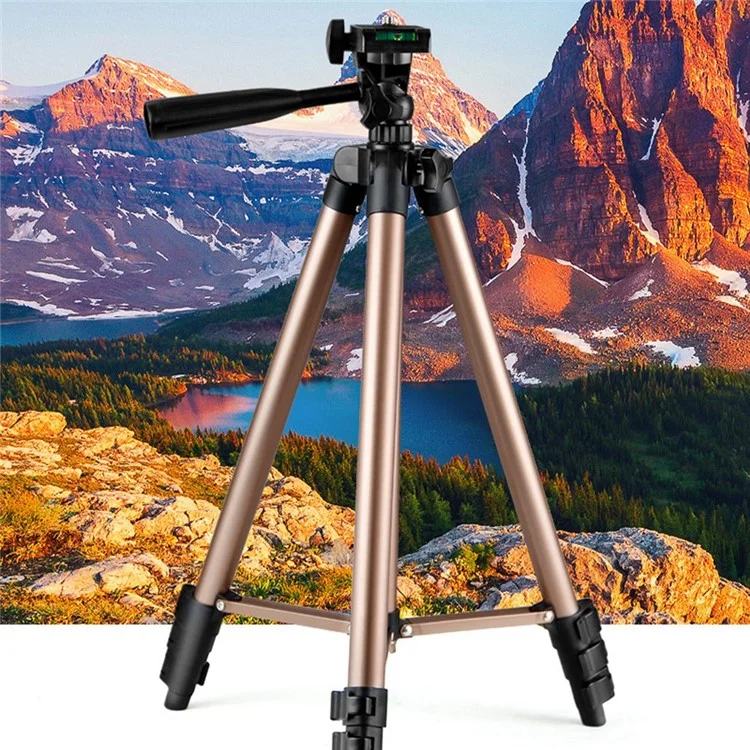 110cm de Alumínio Portátil de Alumínio DSLR Phone Phone Titular Live Streaming Photography Tripé Com Clipe de Telefone - Gold de Champanhe