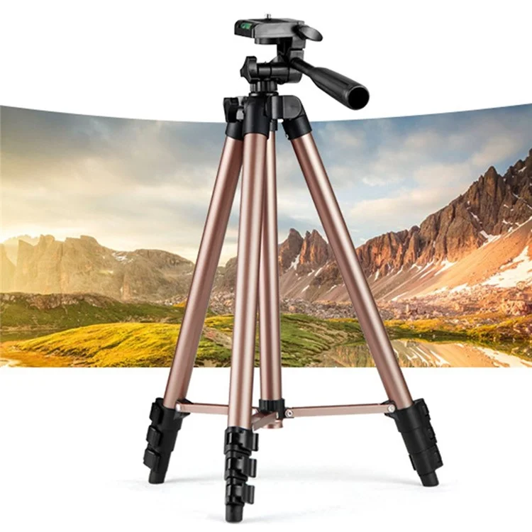 110 cm de Portátil Portátil de Alumínio Telescópico Tripé Phone de Transmissão ao Vivo Stand Photography Tripé - Gold de Champanhe