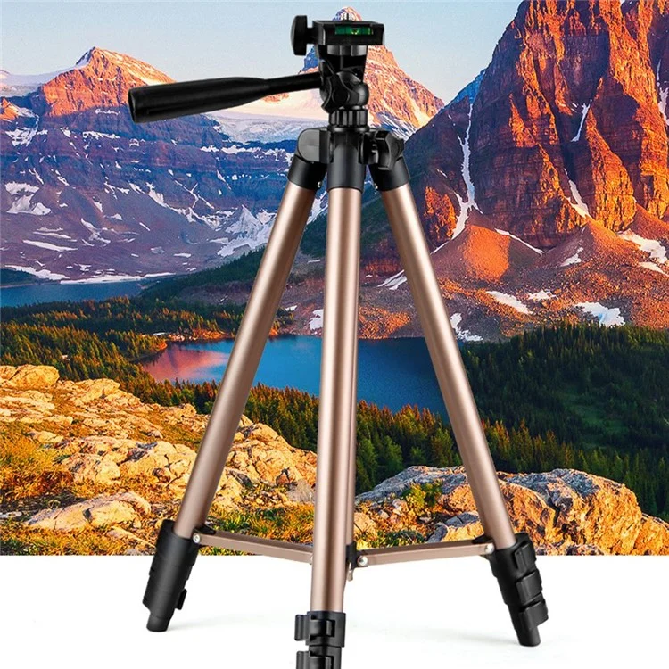 110 cm de Portátil Portátil de Alumínio Telescópico Tripé Phone de Transmissão ao Vivo Stand Photography Tripé - Gold de Champanhe