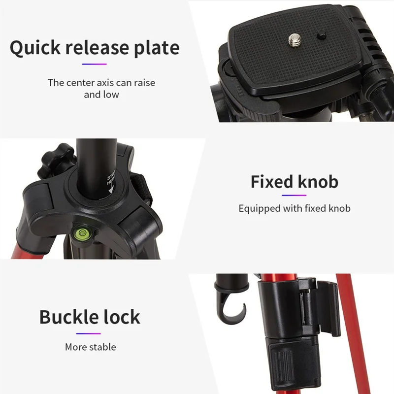 JMARY KP2264 Detachable Tripod Holder Mobile Phone SLR Camera Aluminium Alloy Stand for Outdoor Live Streaming Portable Tripod Stand with Gravity Hook - Black