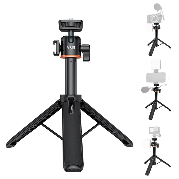 VRIG TP-06 Support de trépied amovible pour téléphone portable Caméra SLR Caméra pour diffusion en direct en extérieur Trépied portable Support 360 degrés Rotation