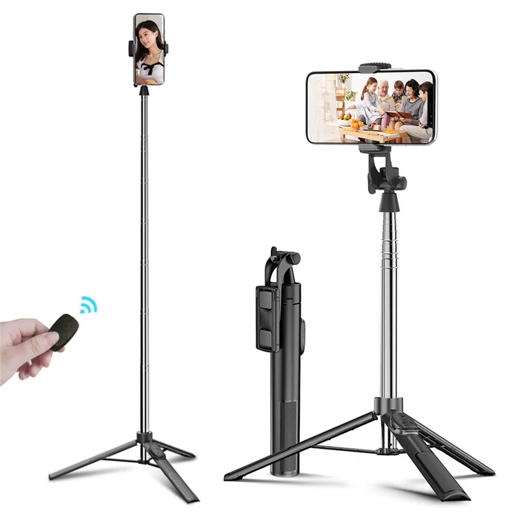 A35 1.6m Cell Phone Selfie Stick Tripod Smartphone Tripod Stand Tall Extendable Phone Tripod with Wireless Remote for iPhone and Android