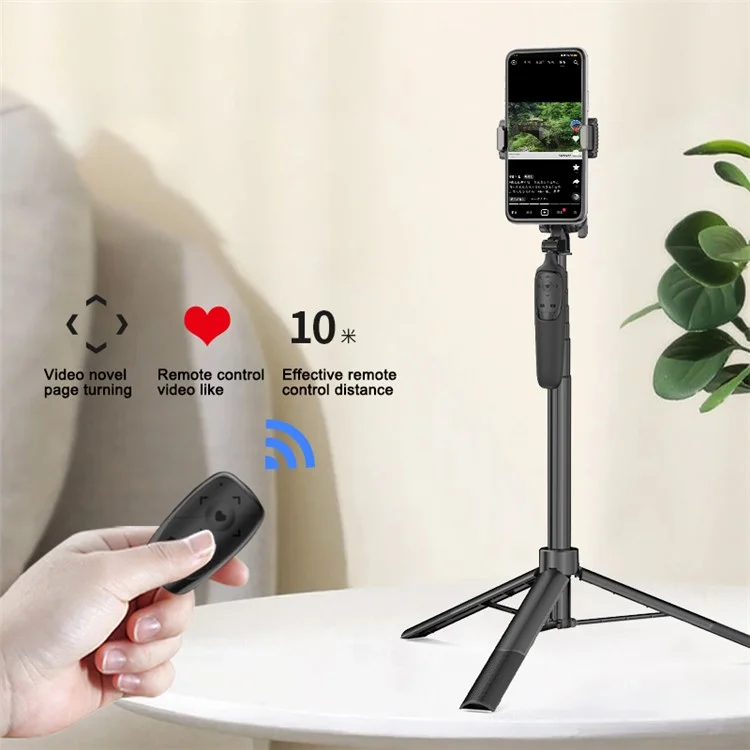 A65 1.6m Phone Tripod Aluminum Alloy Selfie Stick Tripod Anti-Shaking Tripod Stand with Wireless Remote for iPhone and Android