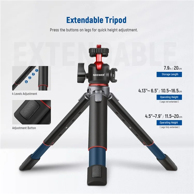 Trépied appareil photo pliable en alliage d'aluminium NEEWER NW-991 pour diffusion en direct et Vlogging