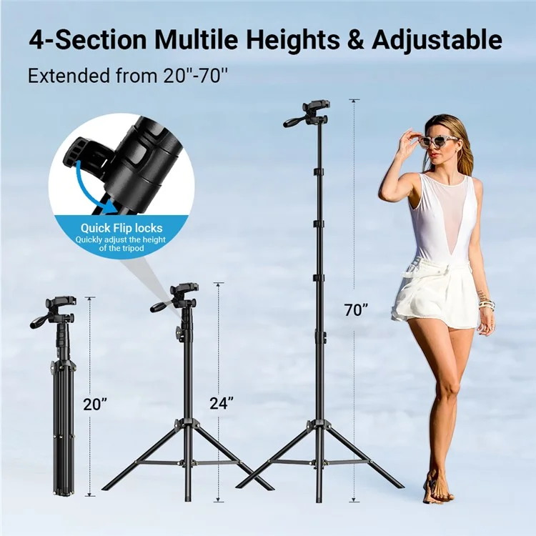 APEXEL APL-JJ070 20"-70" Ajuste de altura Trípode Palo Selfie para teléfono móvil para grabación de vídeo Streaming en vivo