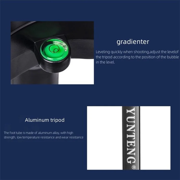 YUNTENG VCT-3000 Camera Tripod 300cm Height Aluminum Alloy Tripod Stand with Phone Clip for Travel / YouTube Video / Photography