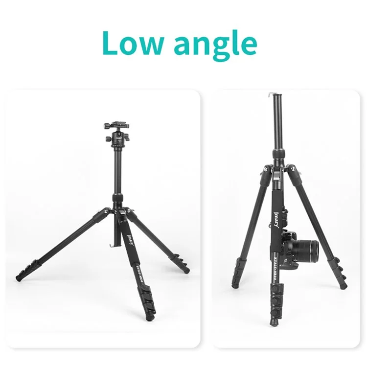 JMARY KT325-NB30 1.6m Aluminum Alloy Cell Phone Tripod Stand for SLR, Action Camera Rotating Portable Tripod Holder