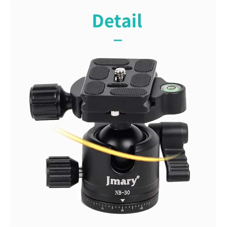JMARY KT325-NB30 1.6m Aluminum Alloy Cell Phone Tripod Stand for SLR, Action Camera Rotating Portable Tripod Holder