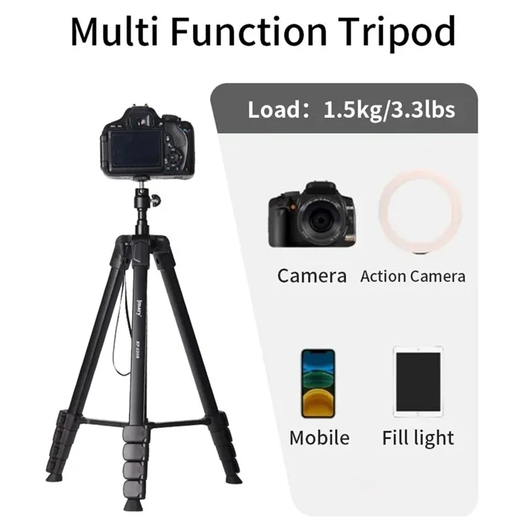 JMARY KP2208 1,7m Suporte de Tripé para Luz de Preenchimento de Câmera para Transmissão ao Vivo, Fotografia Suporte de Chão de Metal para Celular