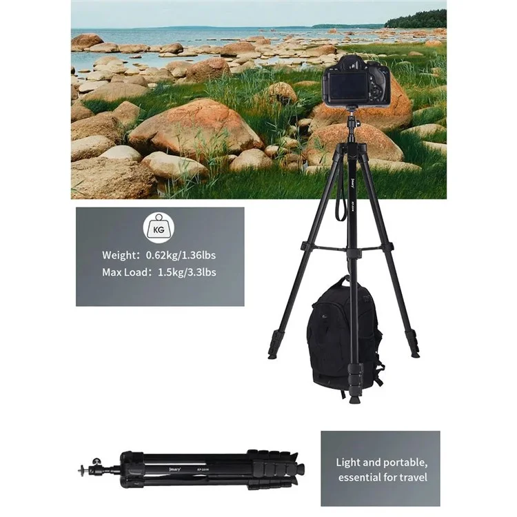 JMARY KP2208 1,7m Suporte de Tripé para Luz de Preenchimento de Câmera para Transmissão ao Vivo, Fotografia Suporte de Chão de Metal para Celular