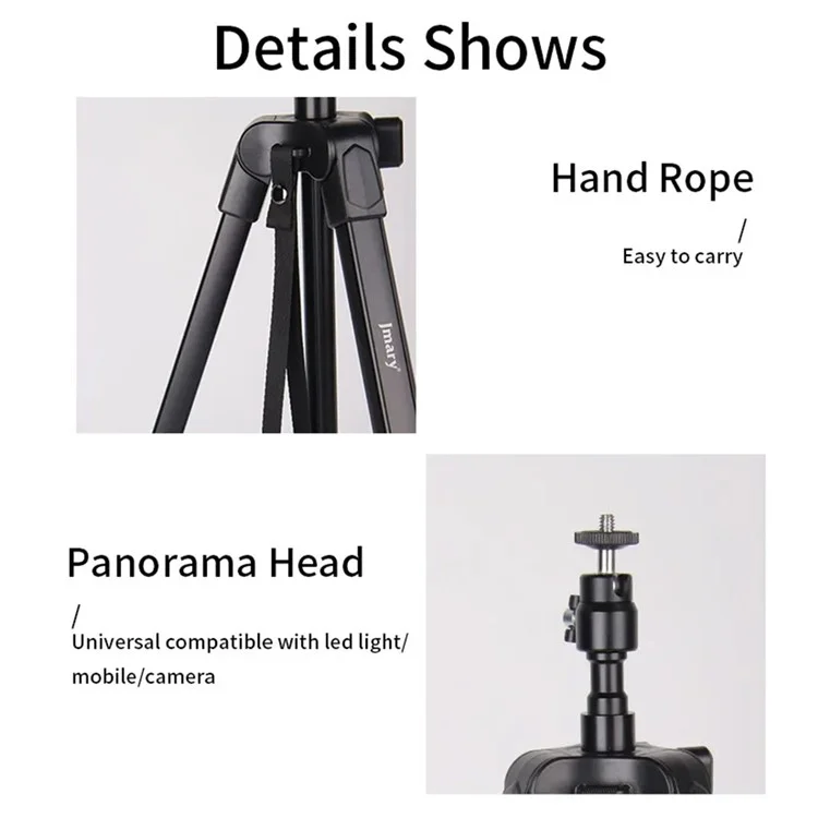 JMARY KP2208 1,7m Suporte de Tripé para Luz de Preenchimento de Câmera para Transmissão ao Vivo, Fotografia Suporte de Chão de Metal para Celular