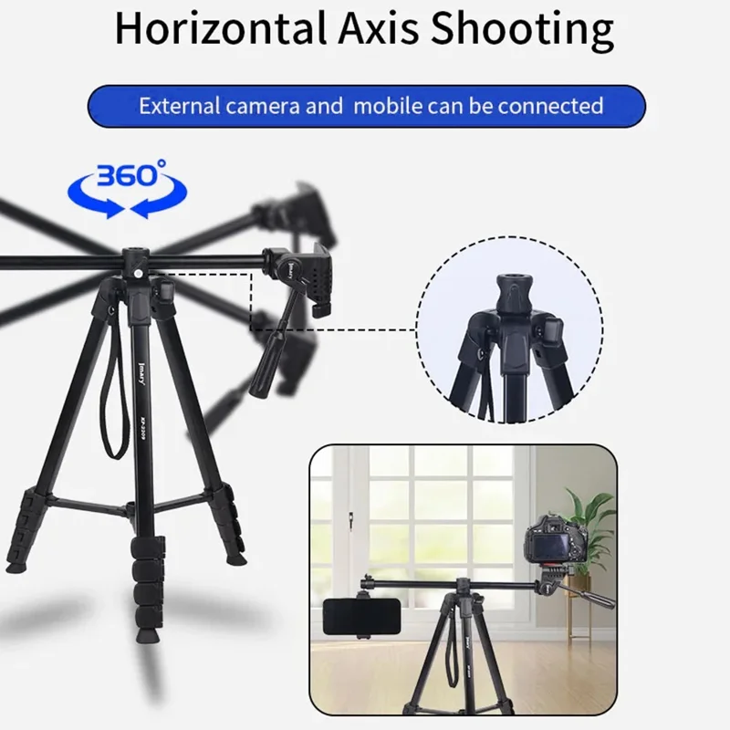 JMARY KP2209 Outdoor Tripod Stand with Horizontal Extension Rod Cell Phone Camera Folding Tripod