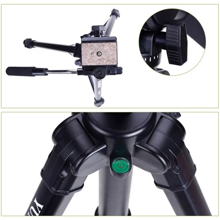 YUNTENG VCT-880RM Trépied photo studio en 3 sections avec tête panoramique et inclinaison hydraulique pour appareil photo REFLEX