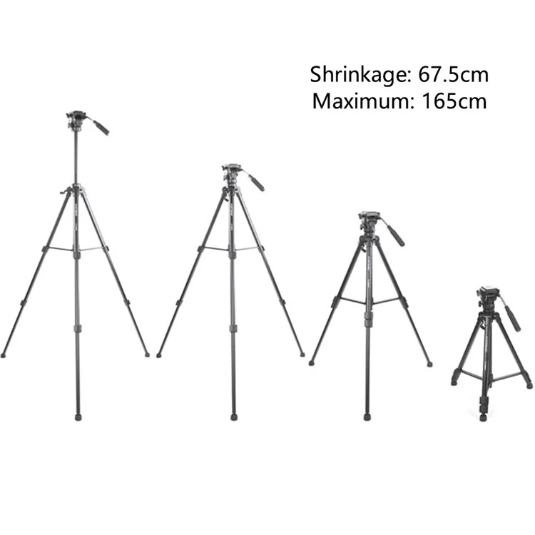 YUNTENG VCT-880RM Trépied photo studio en 3 sections avec tête panoramique et inclinaison hydraulique pour appareil photo REFLEX