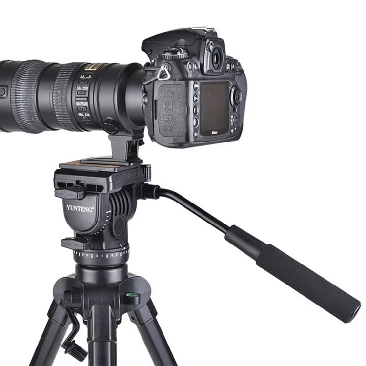 YUNTENG VCT-880RM Trépied photo studio en 3 sections avec tête panoramique et inclinaison hydraulique pour appareil photo REFLEX