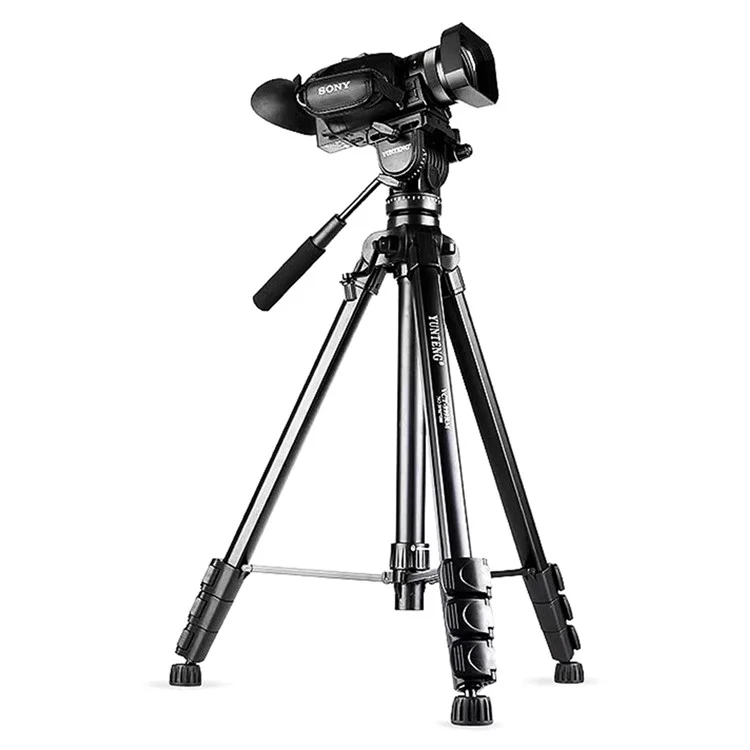 YUNTENG VCT-999RM Trépied portable en alliage d'aluminium avec plaque de dégagement rapide pour appareil photo reflex numérique Canon Nikon