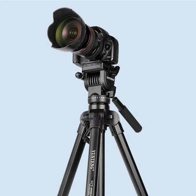 YUNTENG VCT-999RM Trépied portable en alliage d'aluminium avec plaque de dégagement rapide pour appareil photo reflex numérique Canon Nikon