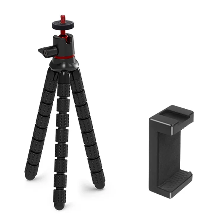 JUNNX JX-PJ-04-B Rotating Ball Head Flexible Octopus Tripod Stand with Mobile Phone Holder Clip
