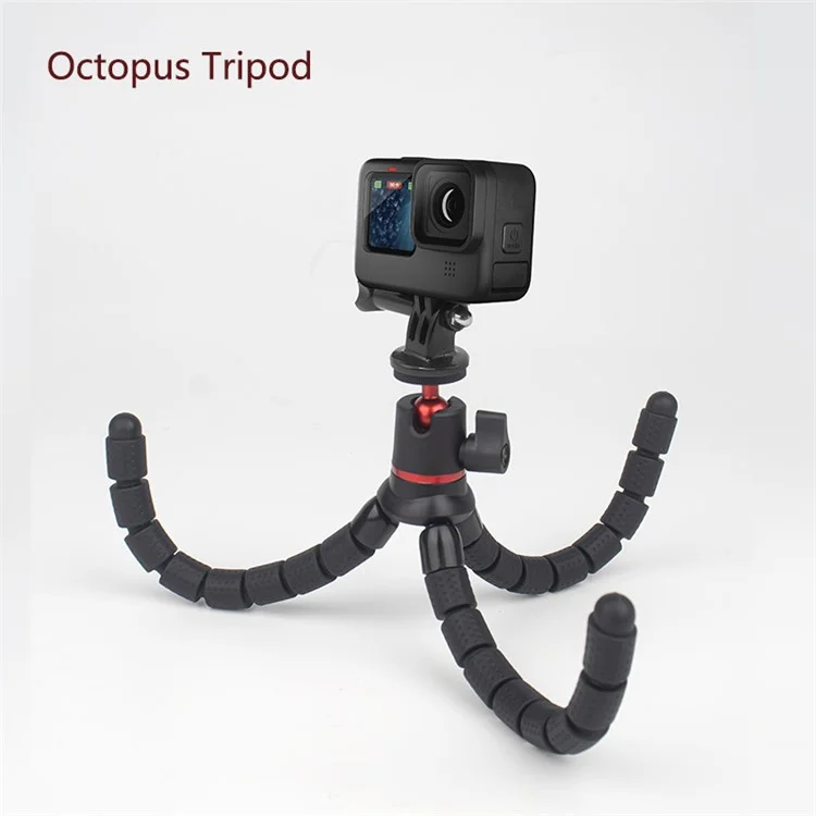 JUNNX JX-PJ-04-B Rotating Ball Head Flexible Octopus Tripod Stand with Mobile Phone Holder Clip