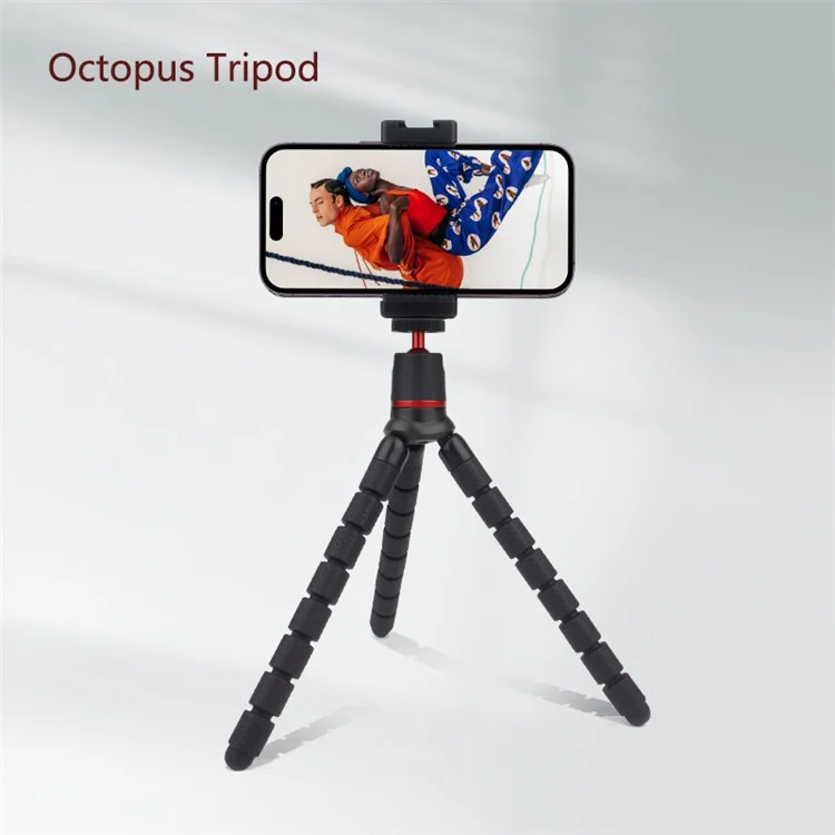 JUNNX JX-PJ-04-B Rotating Ball Head Flexible Octopus Tripod Stand with Mobile Phone Holder Clip