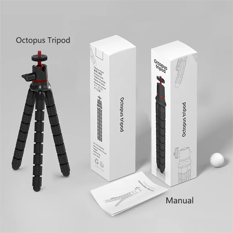 JUNNX JX-PJ-04-B Rotating Ball Head Flexible Octopus Tripod Stand with Mobile Phone Holder Clip