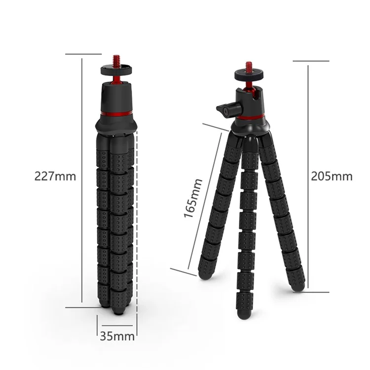 JUNNX JX-PJ-04-B Rotating Ball Head Flexible Octopus Tripod Stand with Mobile Phone Holder Clip