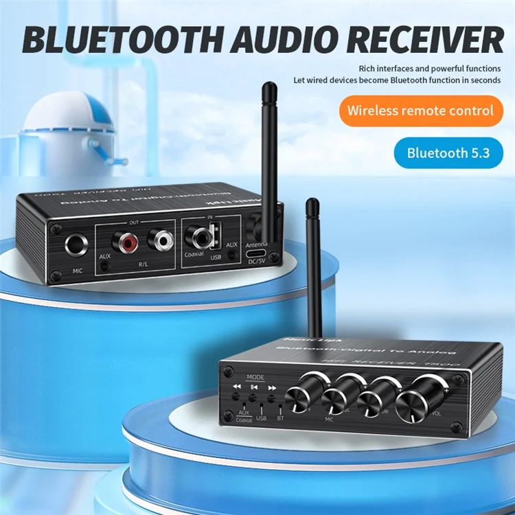 Amplificador de alto-falante conversível com microfone T500 U-Disk, com controle remoto, adaptador de áudio Bluetooth 5.3