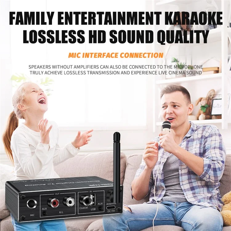 Amplificador de alto-falante conversível com microfone T500 U-Disk, com controle remoto, adaptador de áudio Bluetooth 5.3