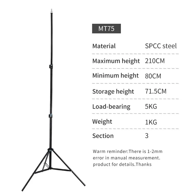 JMARY MT-75 Portable Photography Lightweight Tripod SPCC Steel Telescopic Camera Phone Stand