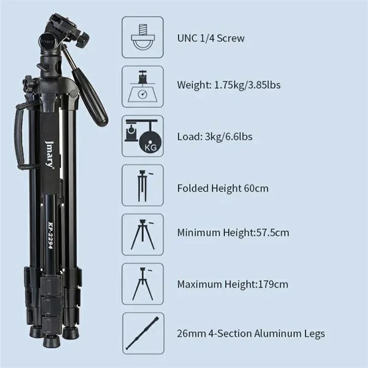 JMARY KP-2294 179cm 4-section Adjustable Monopod Multi-function Panoramic Photography Tripod