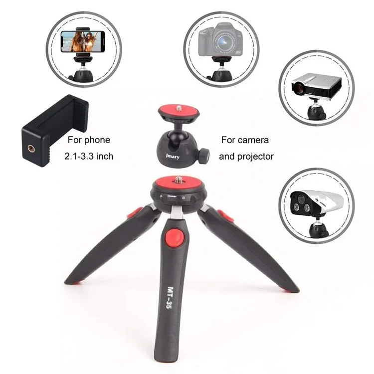 JMARY MT-35 Photography 2 Sections 360 Degree Rotatable Tripod with Phone Holder
