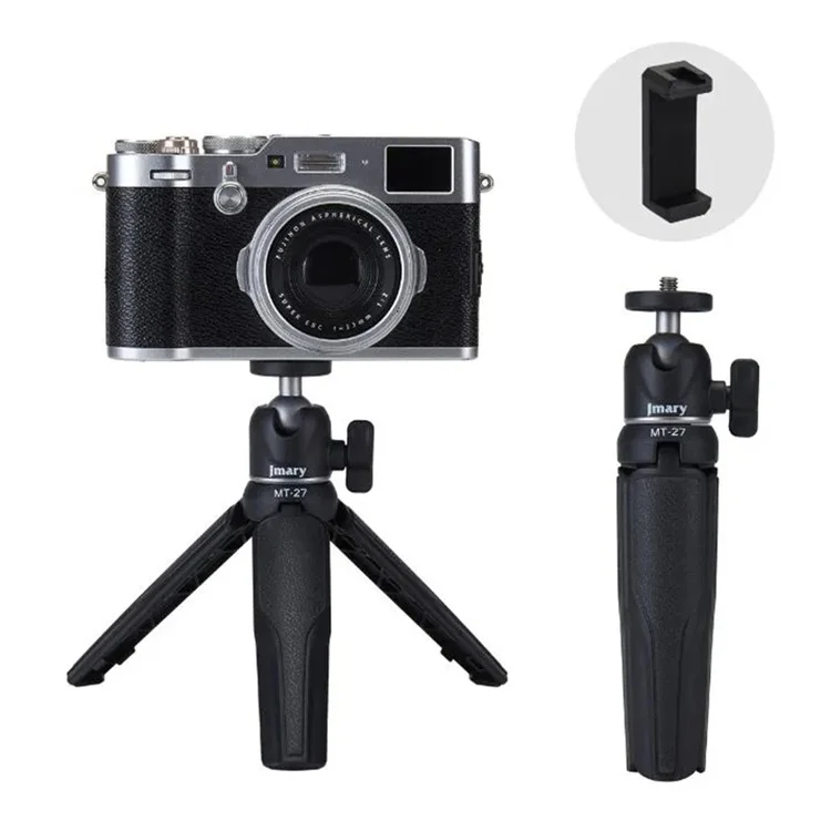 JMARY MT-27 3 Sections Adjustable Portable Live Streaming Desktop Tripod + Phone Holder