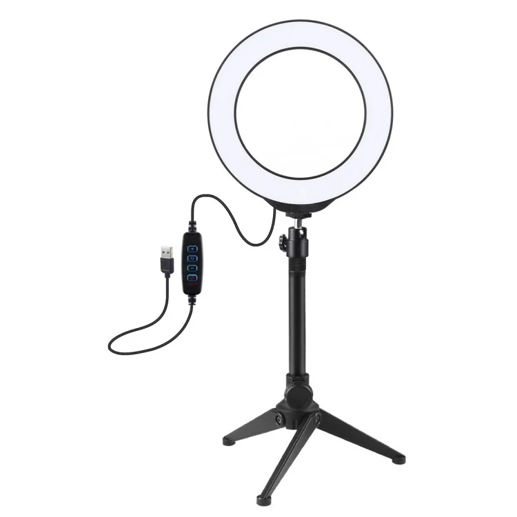 Luz de Anillo LED de Escritorio de Puluz de 6.2 Pulgadas 3 Modos LED de Anillo LED Dimmable Vlogging Luces de Video + Kit de Montaje en Trípode