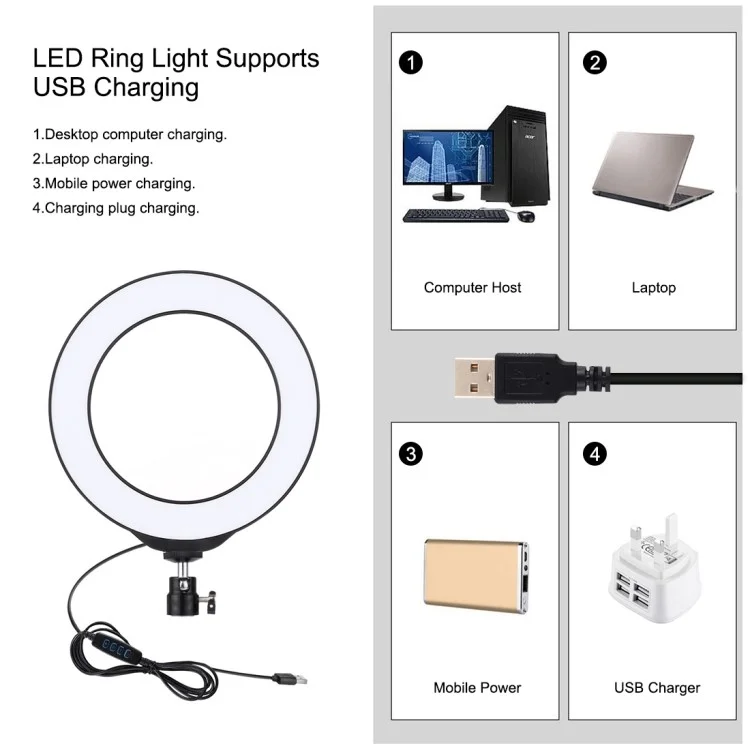 Puluz 6,2-дюймовый Настольный Светодиодный Кольцо 3 Режимы Dimmable Светодиодное Кольцо Фотография Фотография Видео Lights + Комплект Устройства.