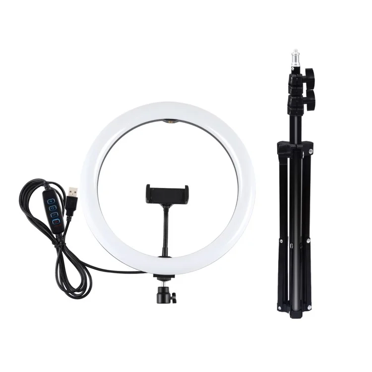 PULUZ 11.8 inch 30cm USB 3 Modes Dimmable LED Ring Vlogging Video Light Live Broadcast Kits with Tripod Stand and Phone Clamp