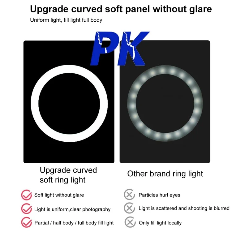 PULUZ PKT3066B 10.2inch LED Selielie Ring Light Phone Téléphone Trépied Trépied Pour Youtube Blogueur.