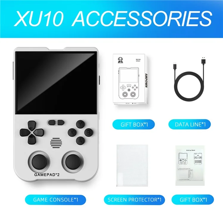 AMPOWN XU10 Dual Joy-Stick Game Machine Retro Handheld Game Console (No TF Card) - White