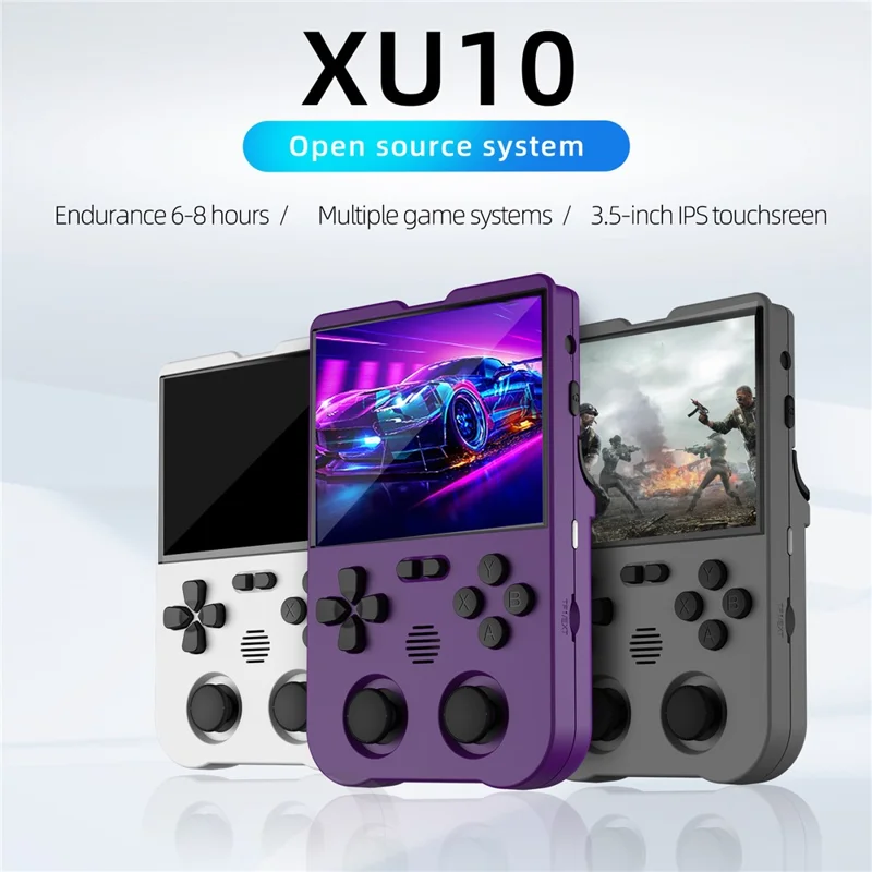 AMPOWN XU10 256GB Game Console Vintage Dual Joy-Pad Handheld Game Machine - Purple