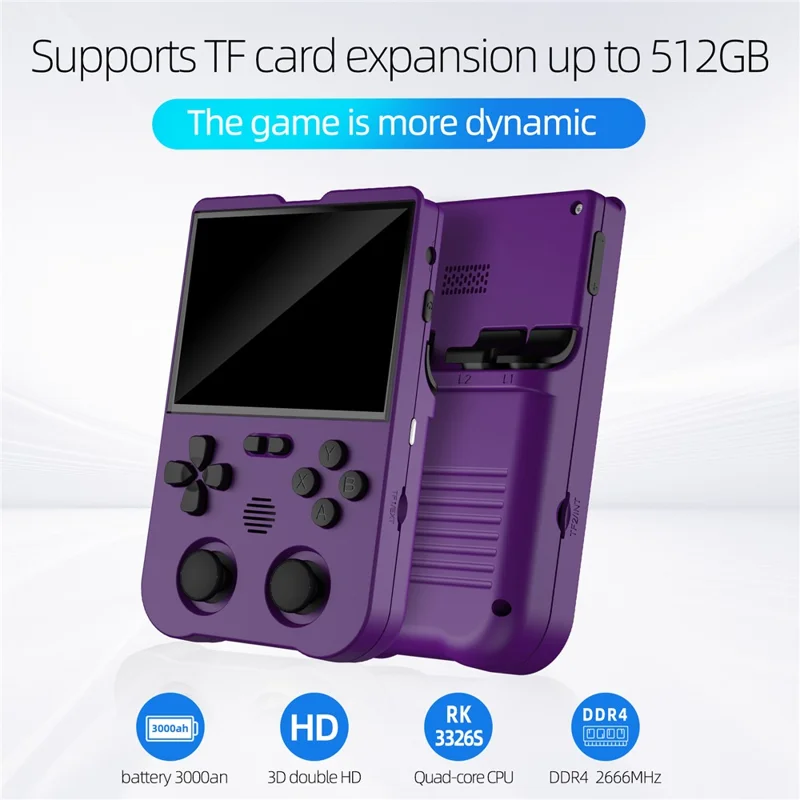 AMPOWN XU10 256GB Game Console Vintage Dual Joy-Pad Handheld Game Machine - Purple