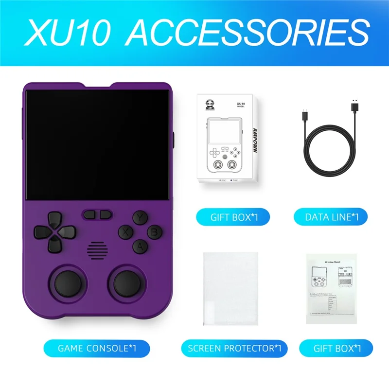 AMPOWN XU10 256GB Game Console Vintage Dual Joy-Pad Handheld Game Machine - Purple