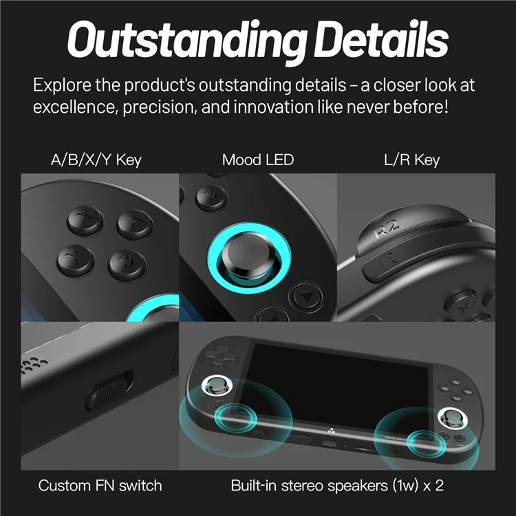 ANBERNIC Retro Handheld Game Console Built-In 26+ Emulator Console (With 64G Memory Card, English Version) - Black